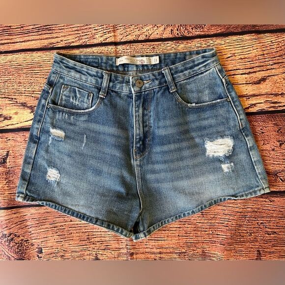Zara Premium Trafaluc‎ Denim Jeans Shorts Womens Size 4 Blue - Picture 2 of 9